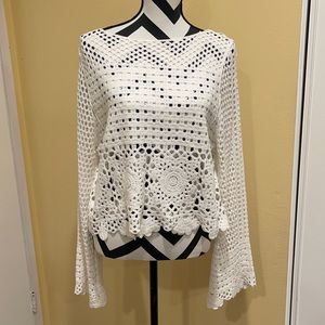 Lulu’s Top Crystal Grid White Crochet Top